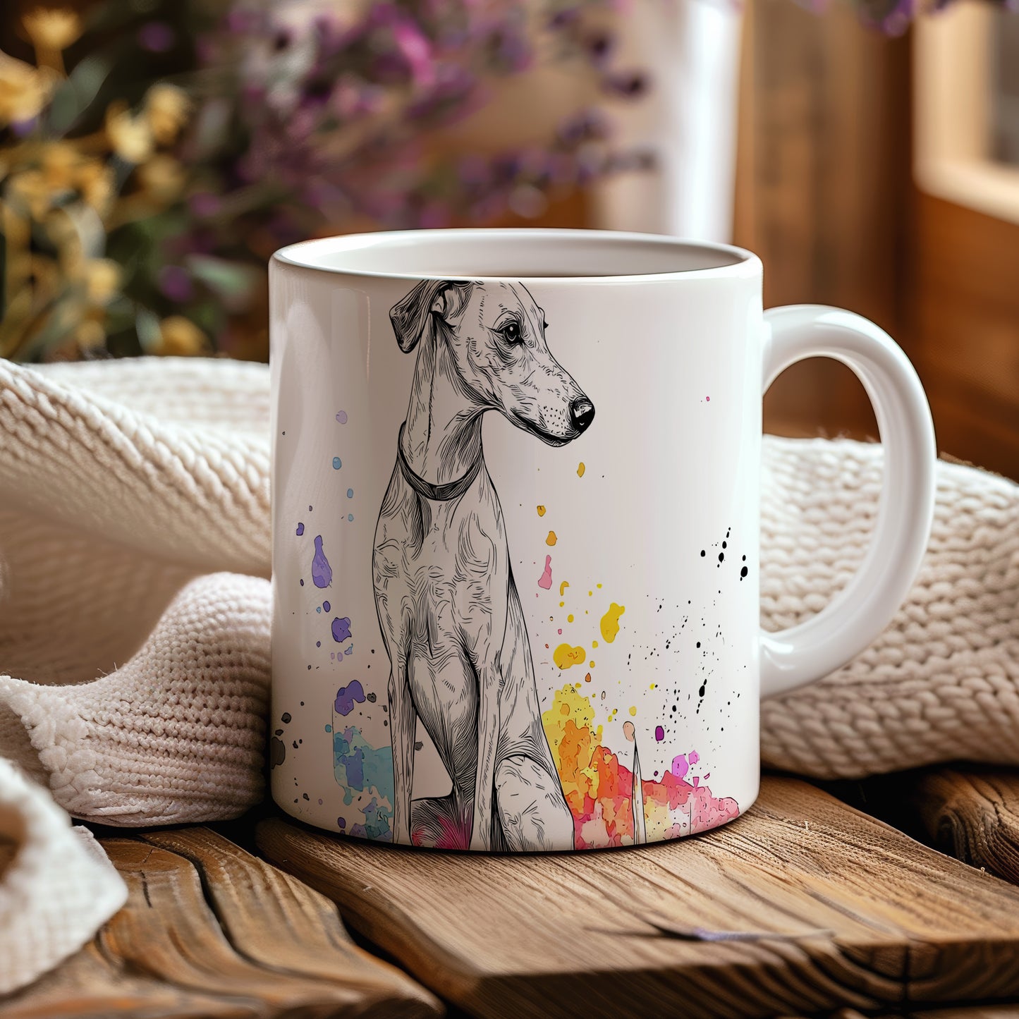 Hrnek s elegantním podzimním greyhoundem