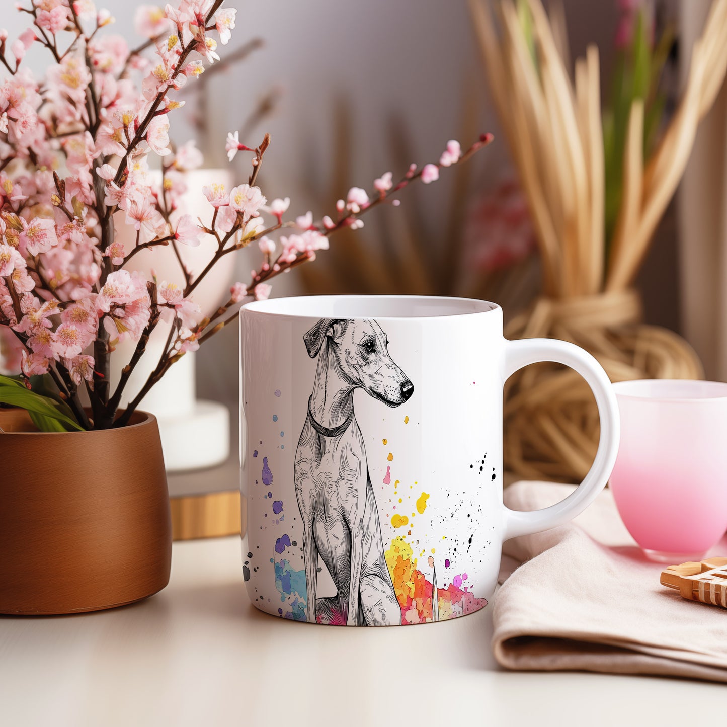 Hrnek s elegantním podzimním greyhoundem