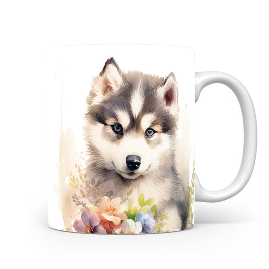 Hrnek se štěnětem sibiřského huskyho