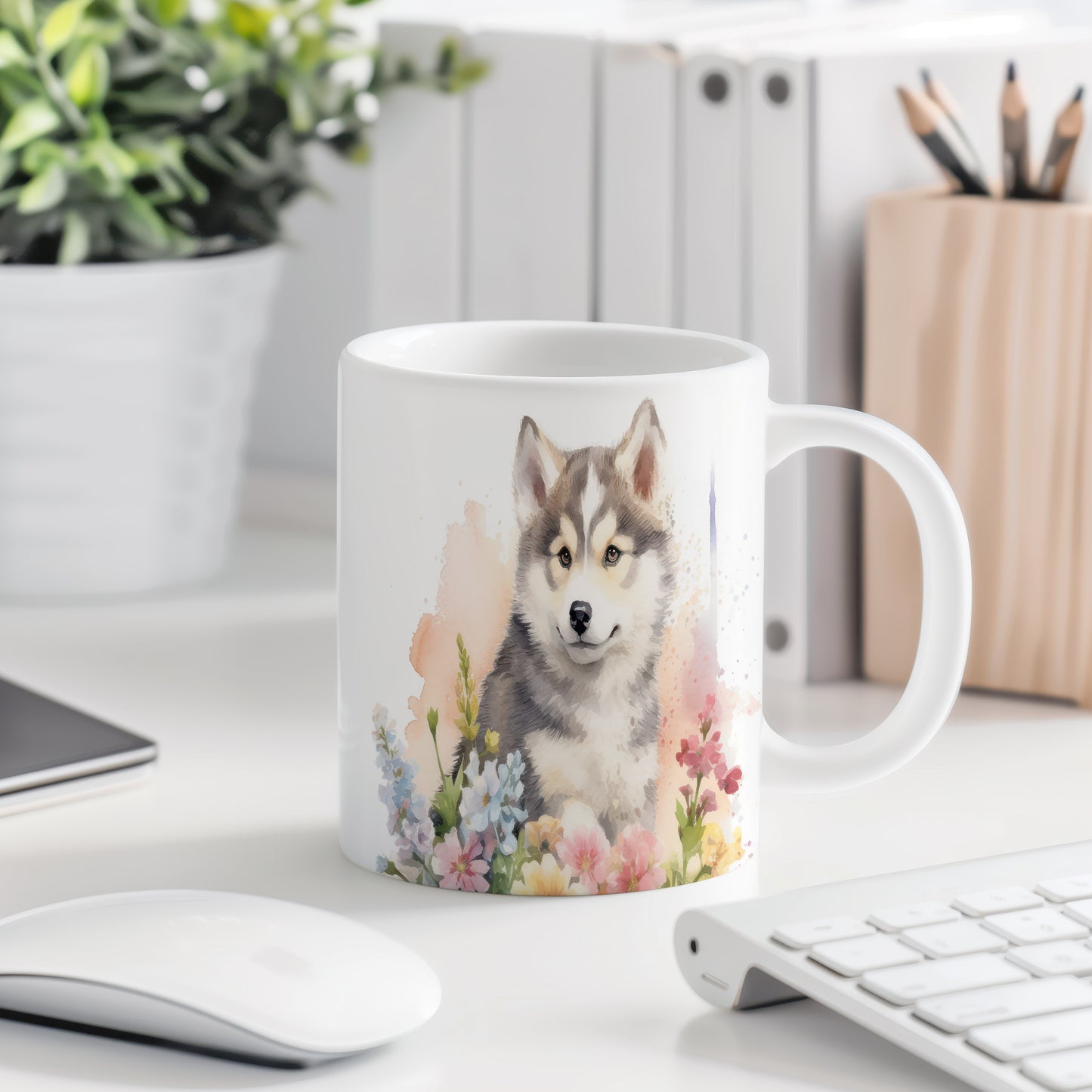 Hrnek se štěnětem husky