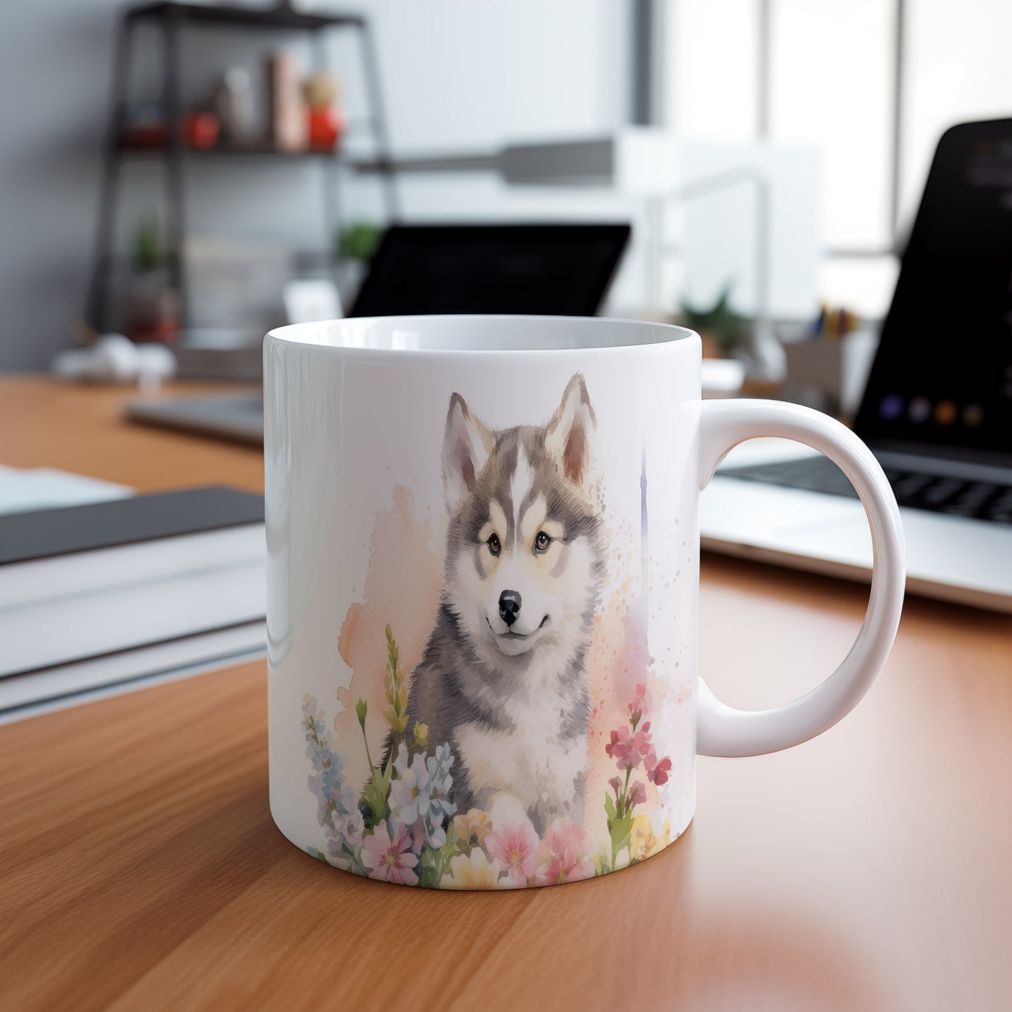 Hrnek se štěnětem husky