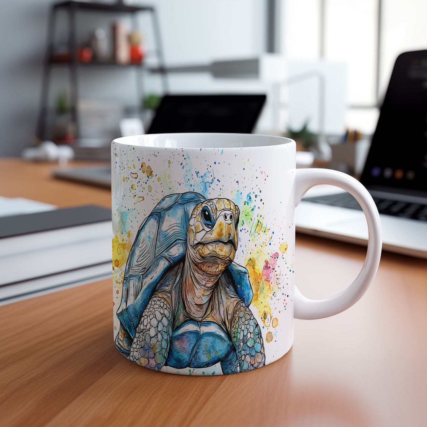 Hrnek se želvou v barevném designu