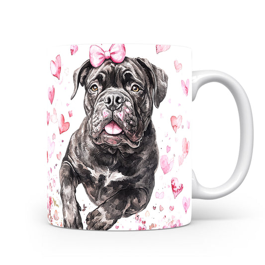 Hrnek s Cane Corso a růžovými srdíčky