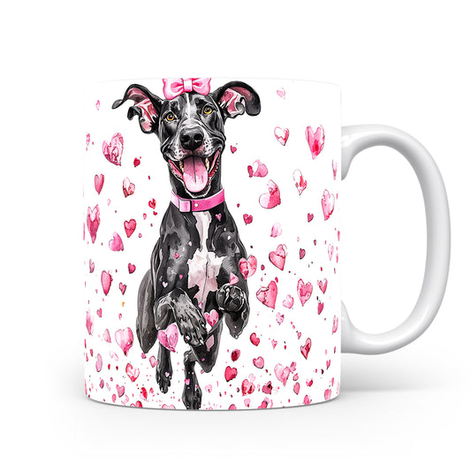Hrnek s Great Dane a růžovými srdíčky
