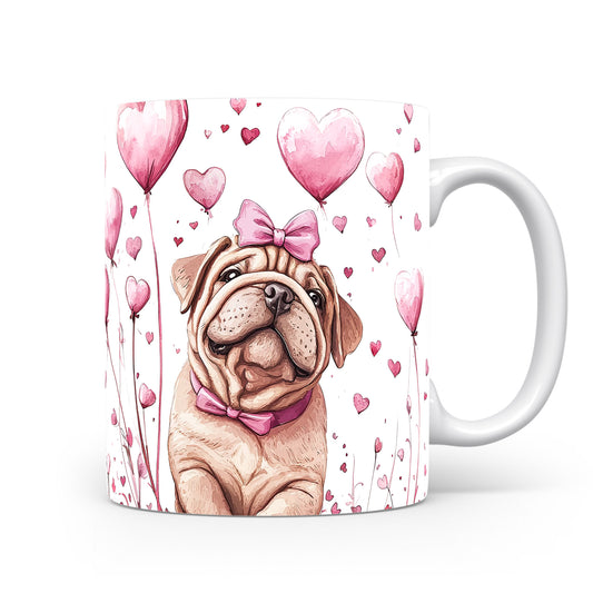 Hrnek se štěňátkem Shar Pei a srdíčky