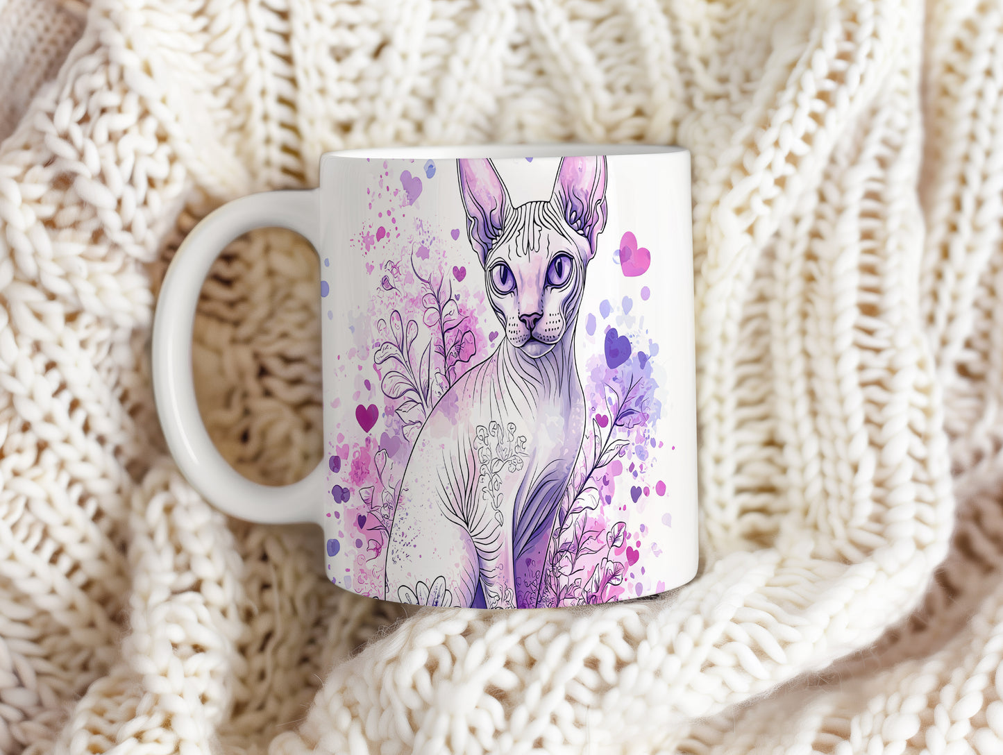 Hrnek se sphynx kočkou