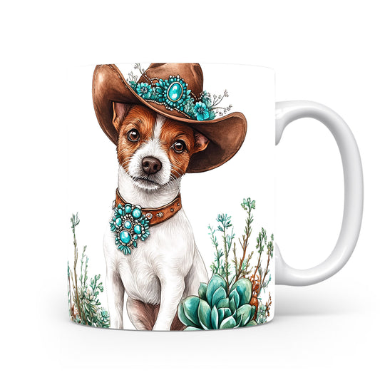 Hrnek s Jack Russellem v klobouku