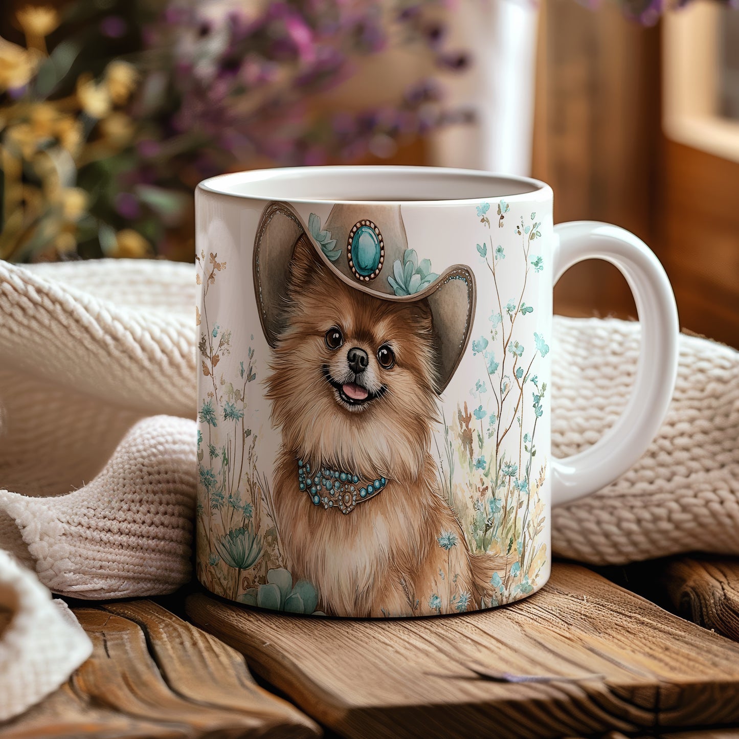 Hrnek s Pomeranianem v klobouku