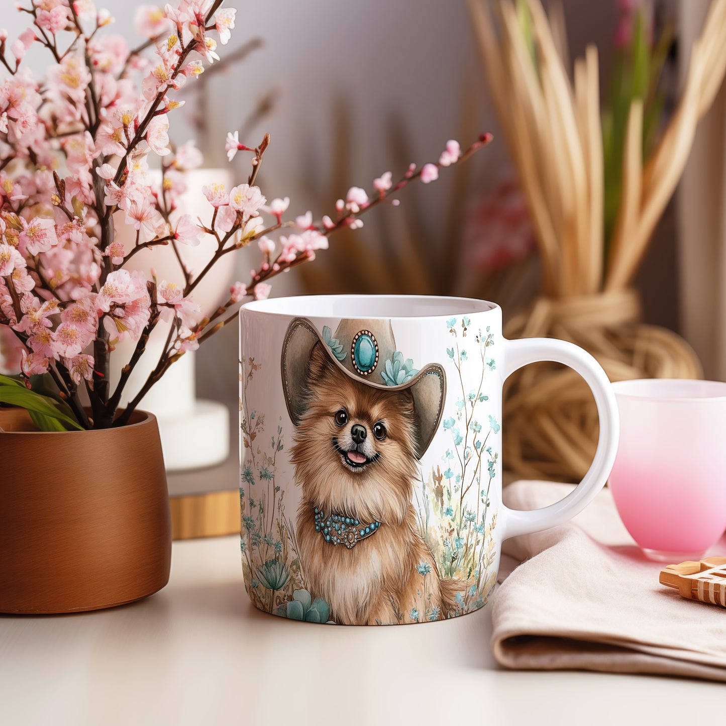 Hrnek s Pomeranianem v klobouku