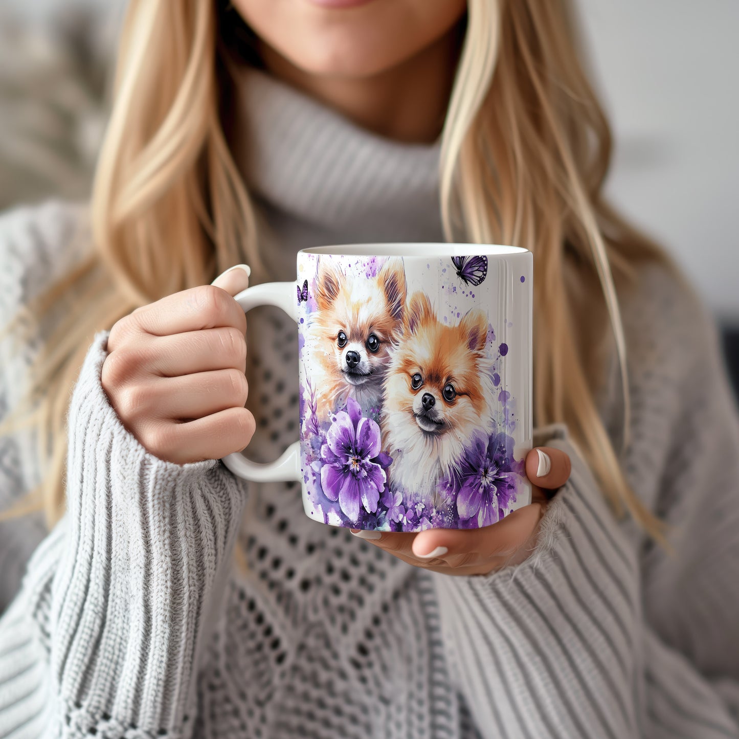 Hrnek se dvěma roztomilými pomeraniany