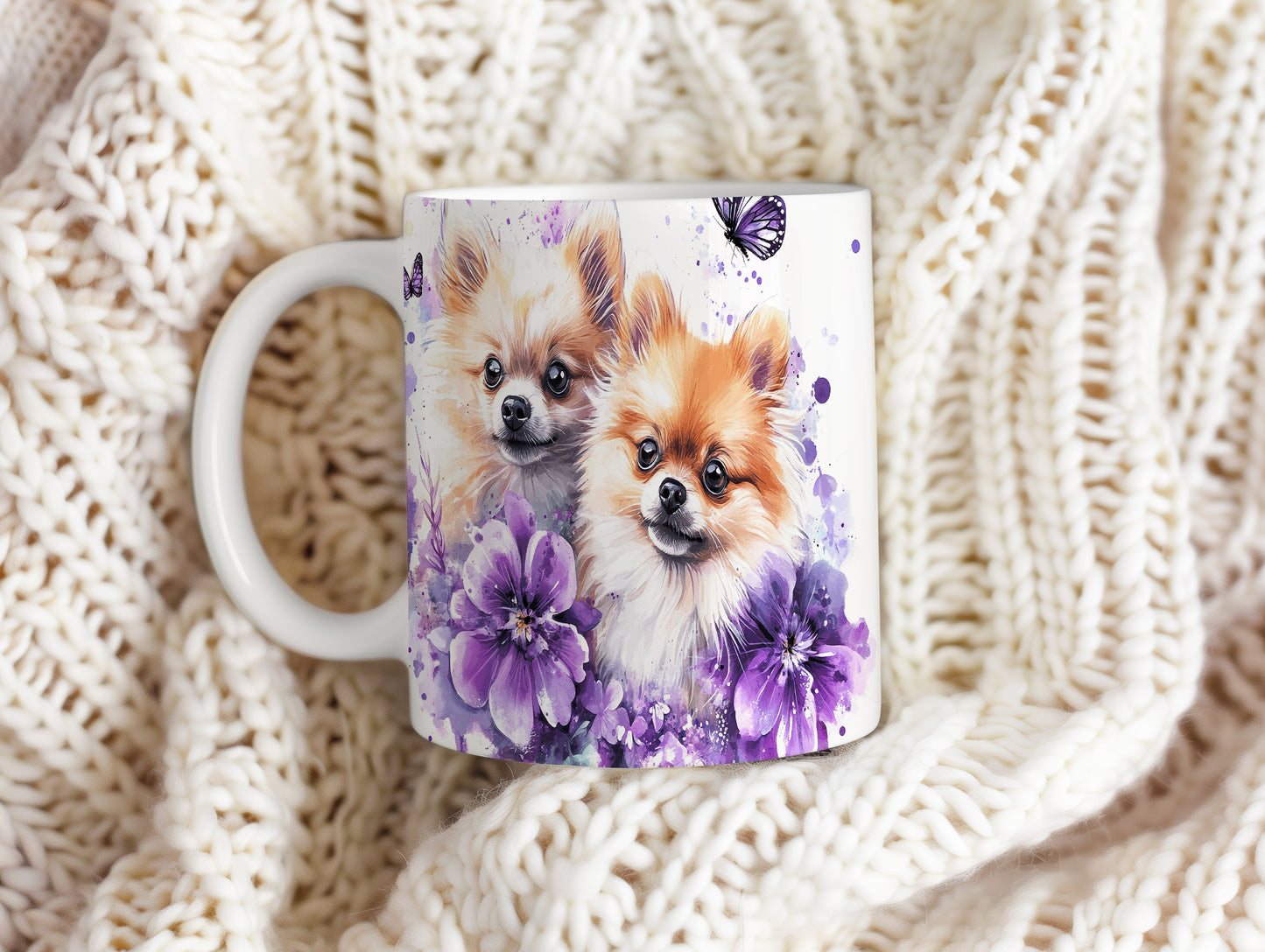 Hrnek se dvěma roztomilými pomeraniany