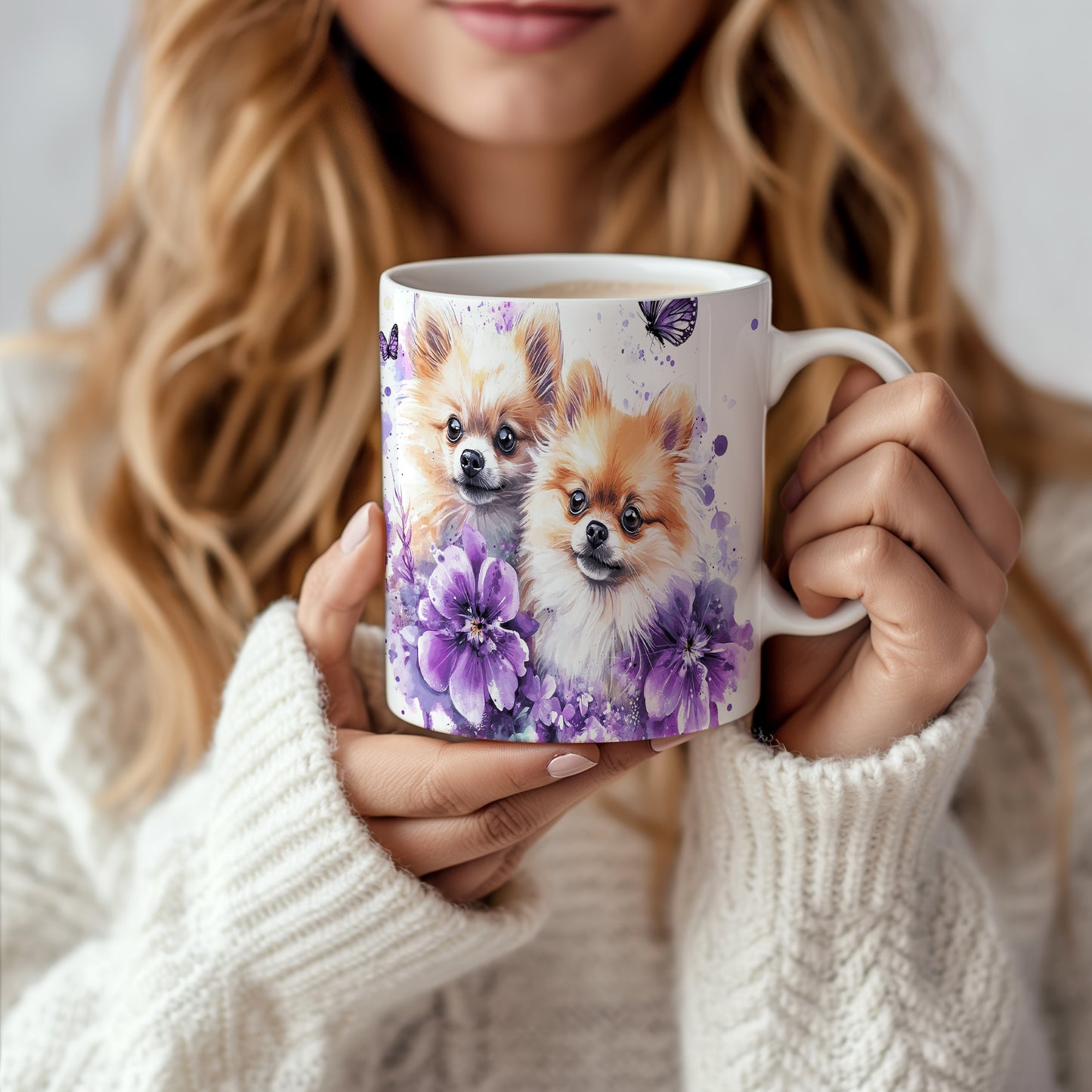 Hrnek se dvěma roztomilými pomeraniany