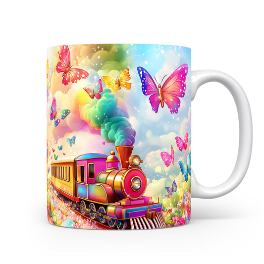 Hrnek s vlakem a motýly