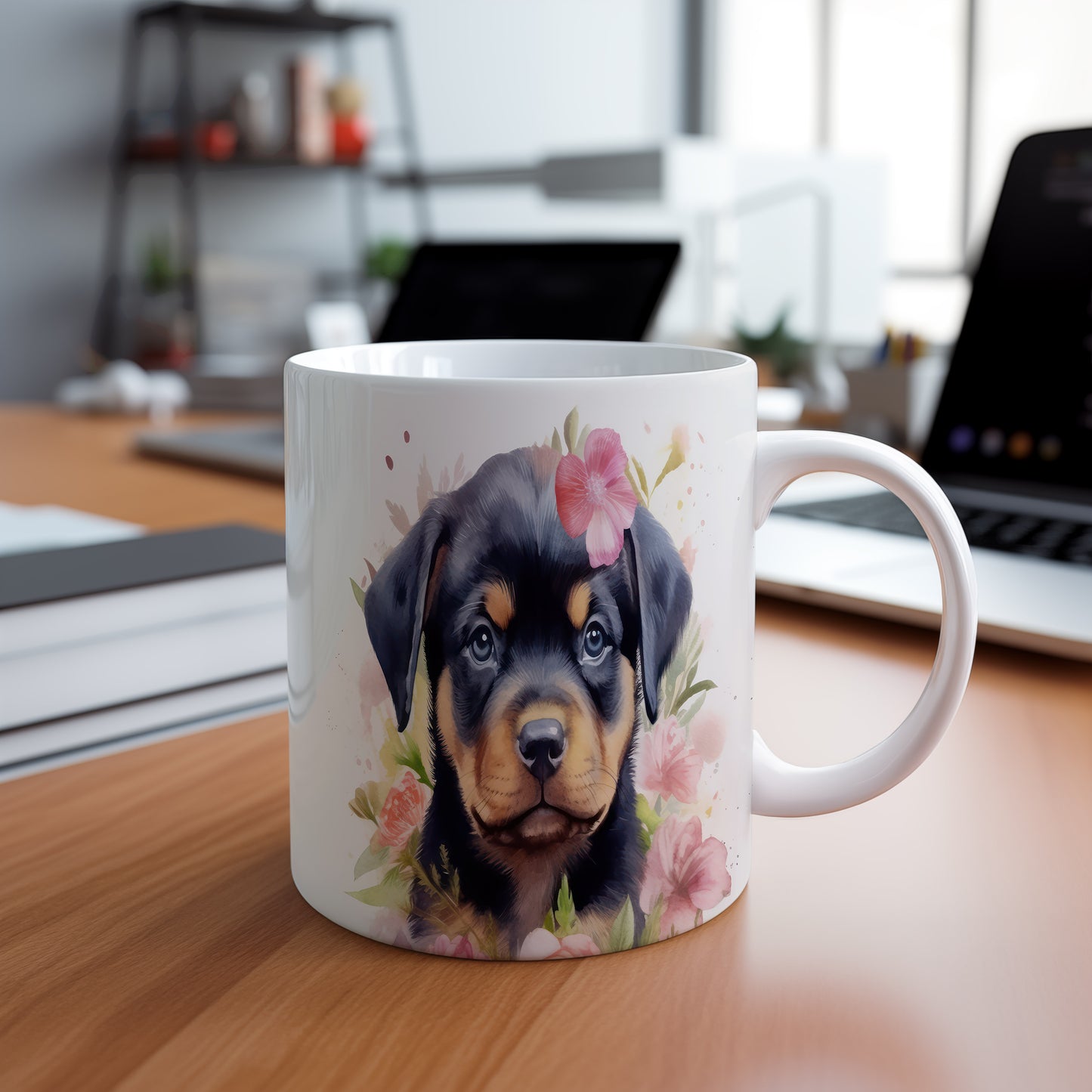 Hrnek s roztomilým štěnětem Rottweiler
