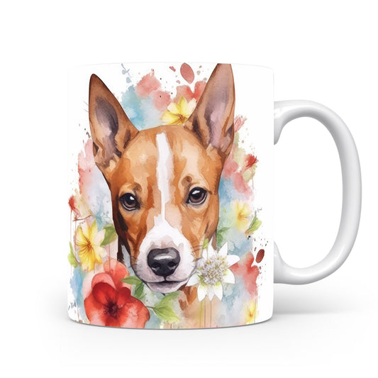 Hrnek s motivem basenji - barevný a originální design