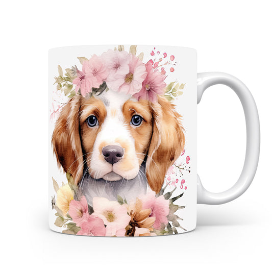 Hrnek s portrétem Beagle s květinovým věncem
