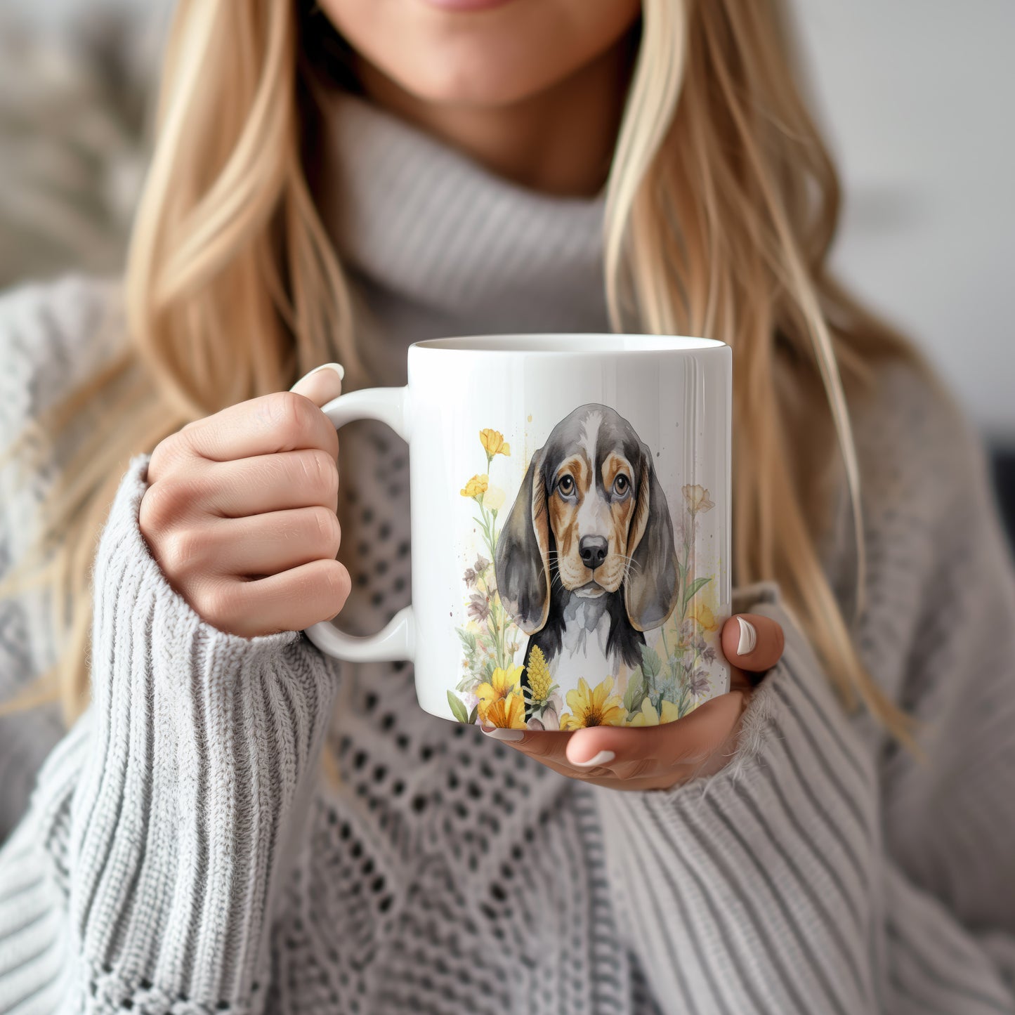 Hrnek s beagle psem – černobílým motivem
