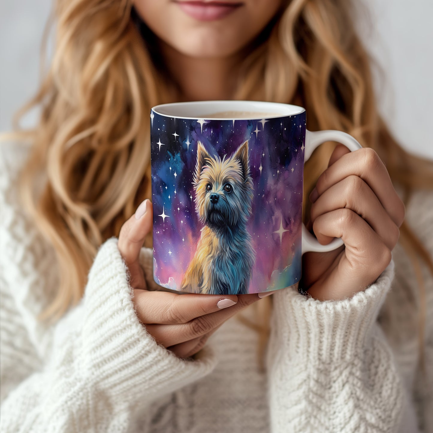 Originální hrnek s motivem jorkšírského teriéra v galaxii