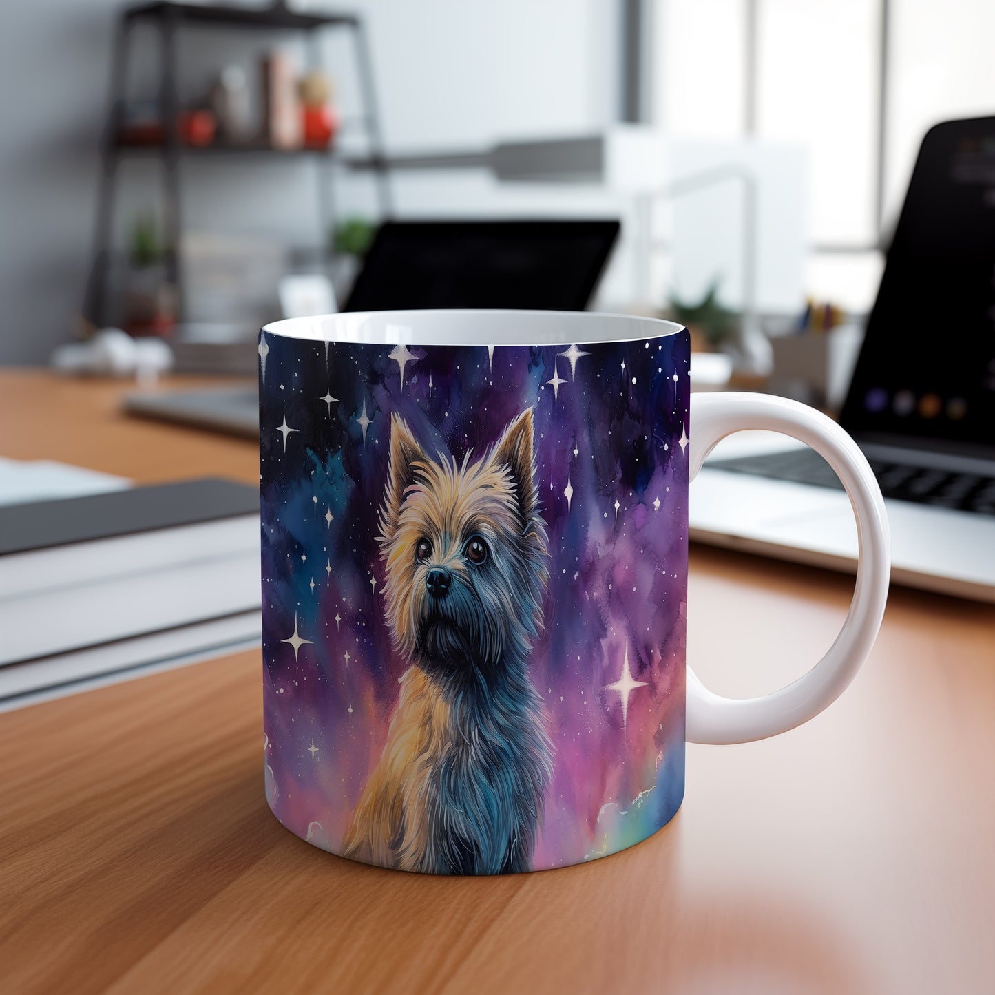 Originální hrnek s motivem jorkšírského teriéra v galaxii
