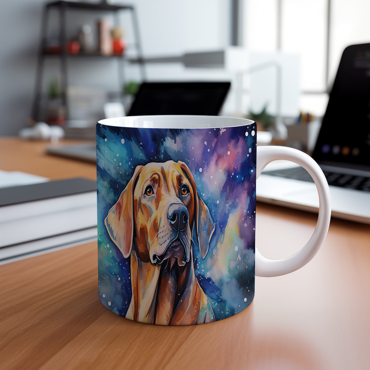 Hrnek s malbou psa: barevný a stylový design pro milovníky zvířat