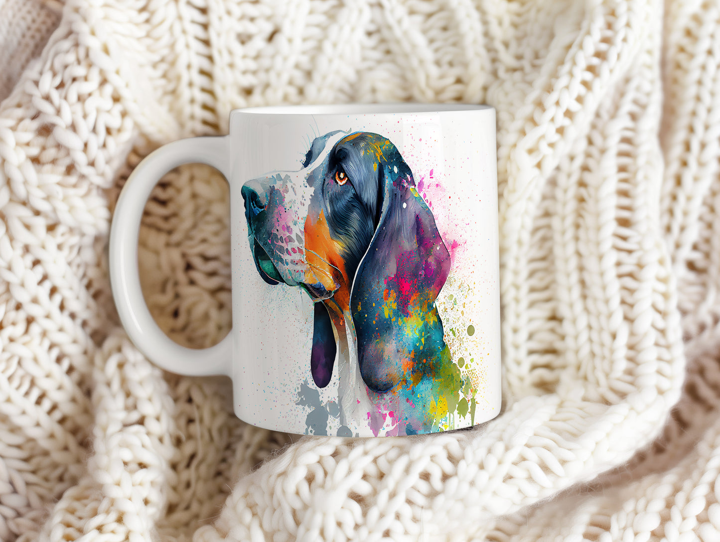 Hrnek - basset hound v akvarelových barvách – akvarelovým stylem