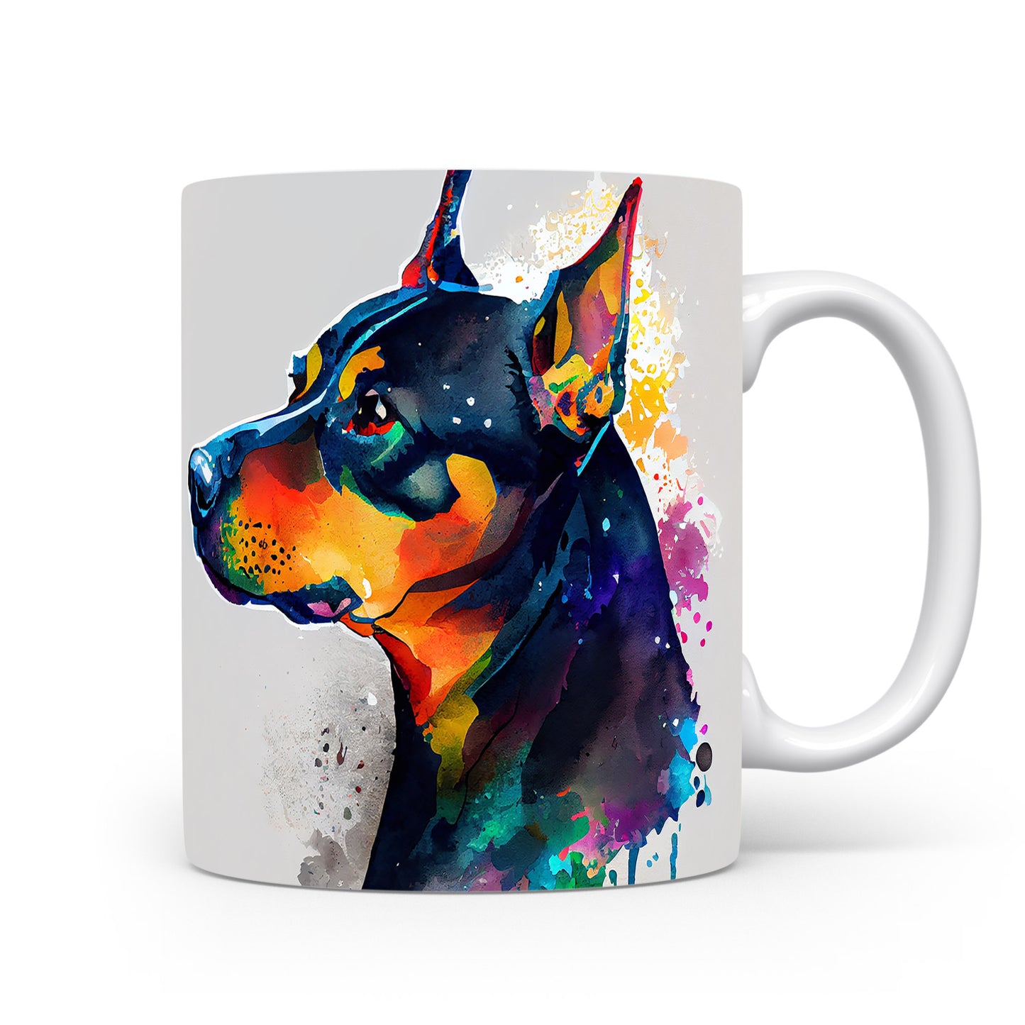 Stylový hrnek s uměleckým motivem dobermana