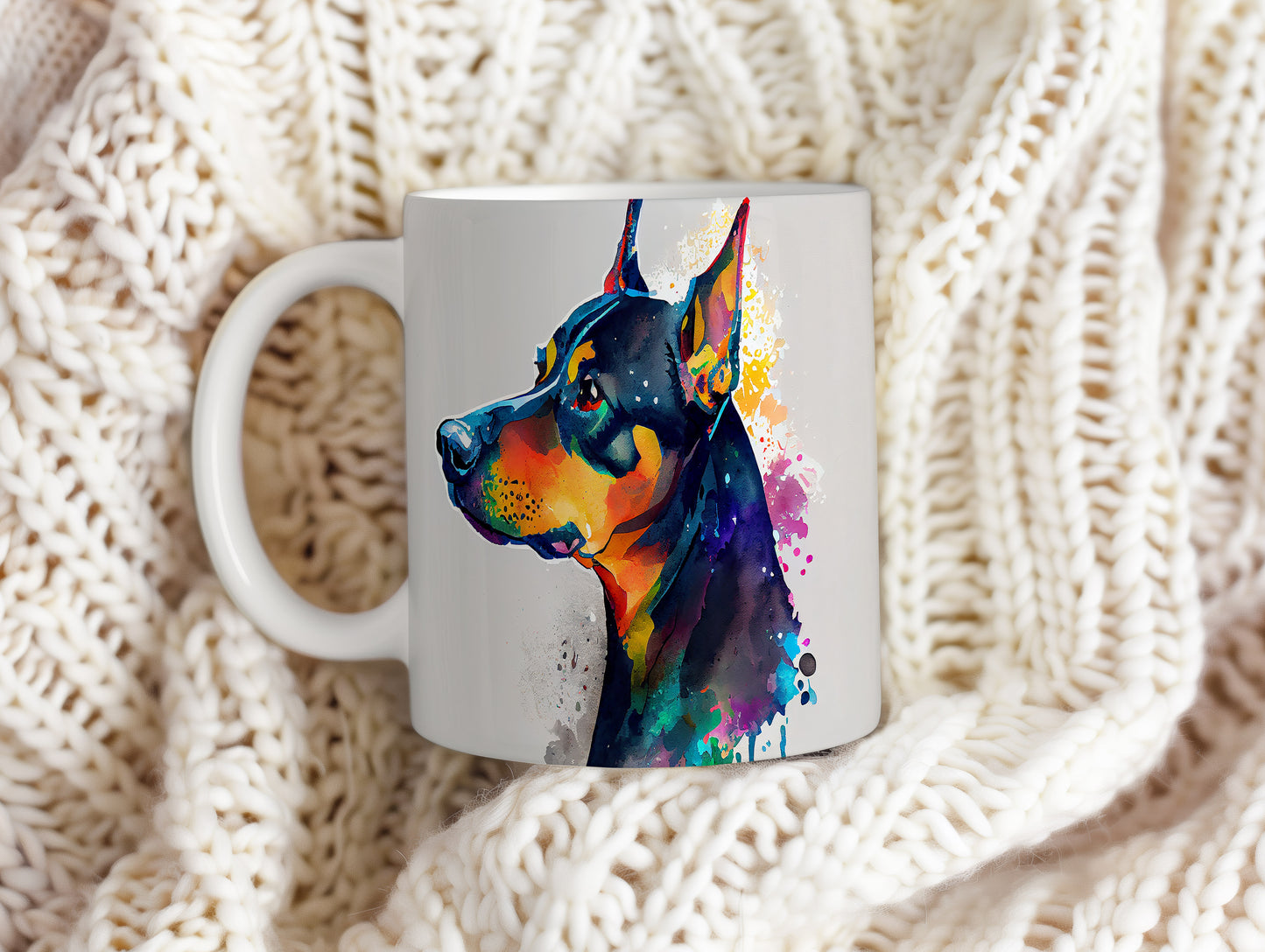 Stylový hrnek s uměleckým motivem dobermana