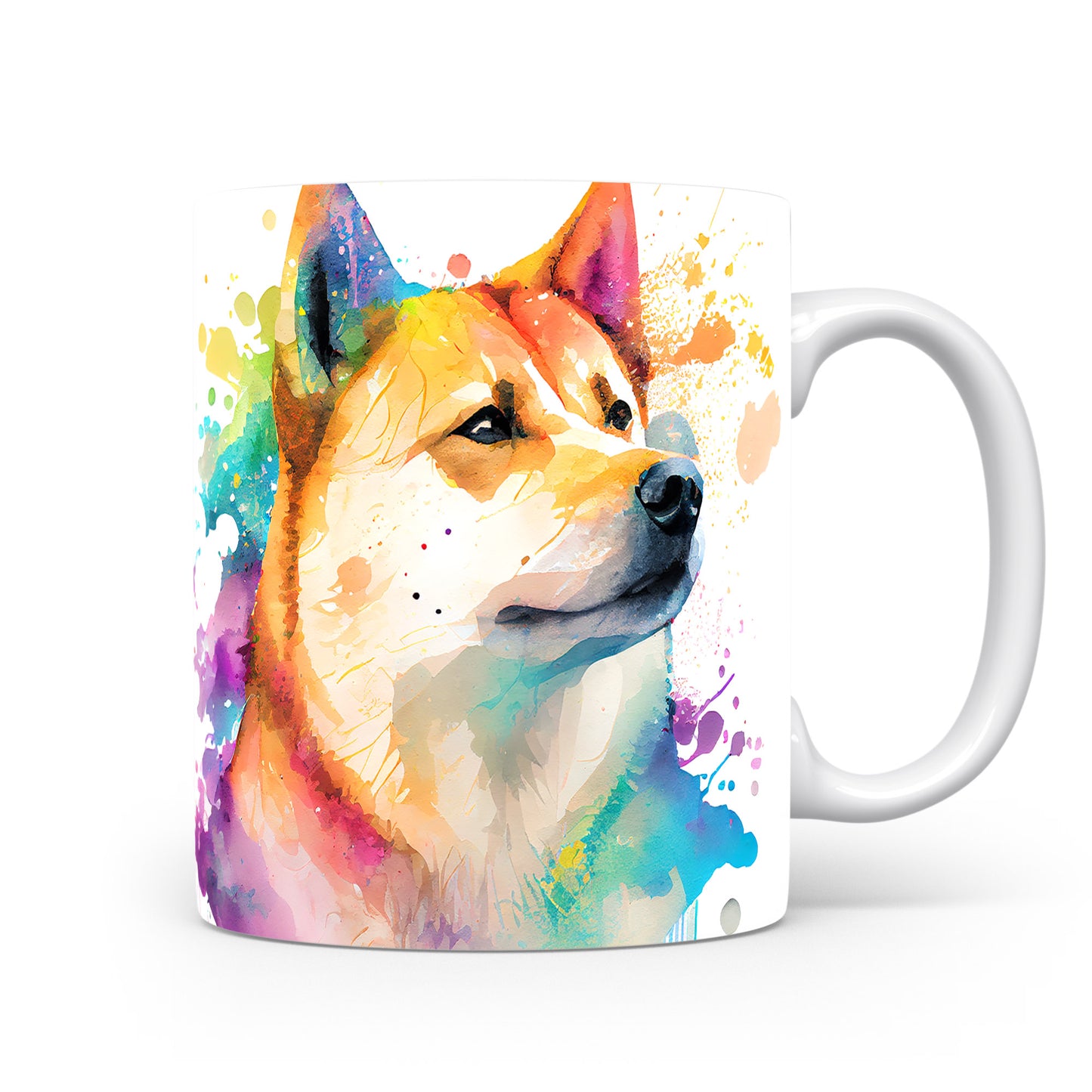 Barevný hrnek s portrétem psa Akity - originální design