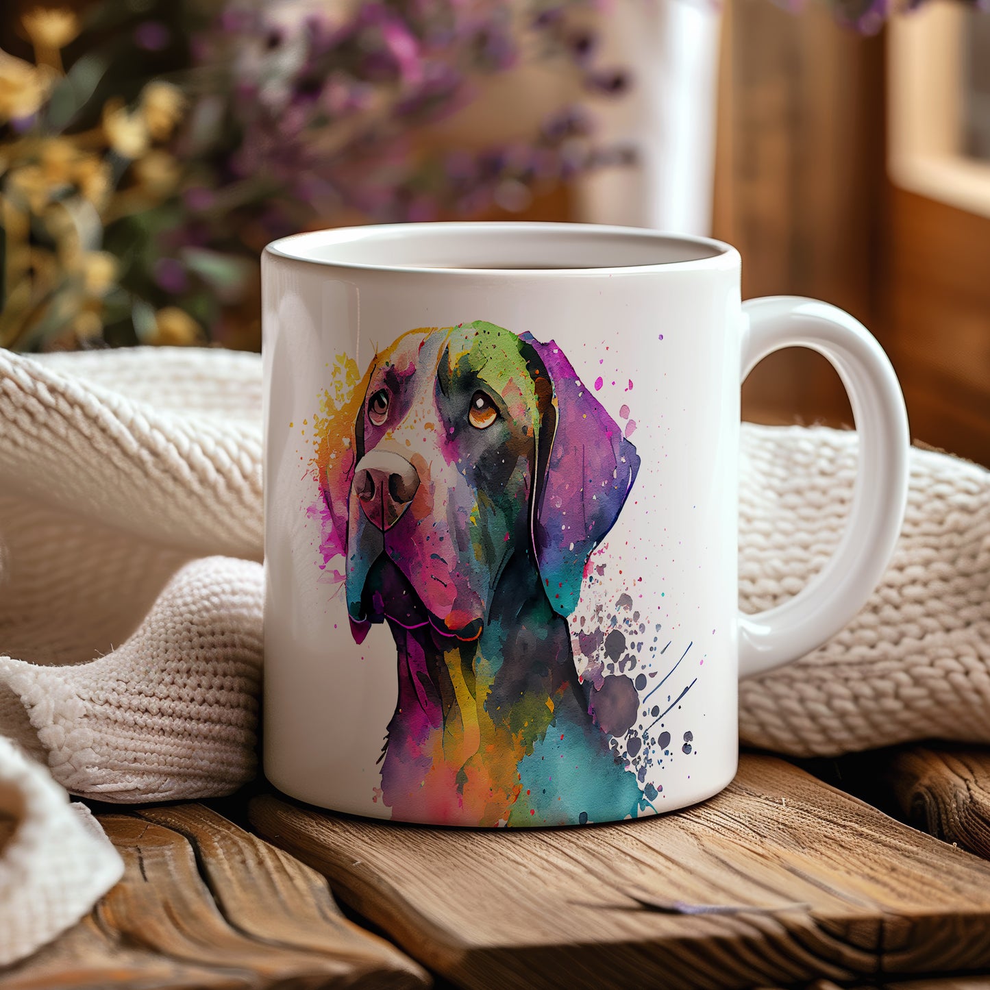 Barevný hrnek s ilustrací labradora - originální design pro milovníky psů