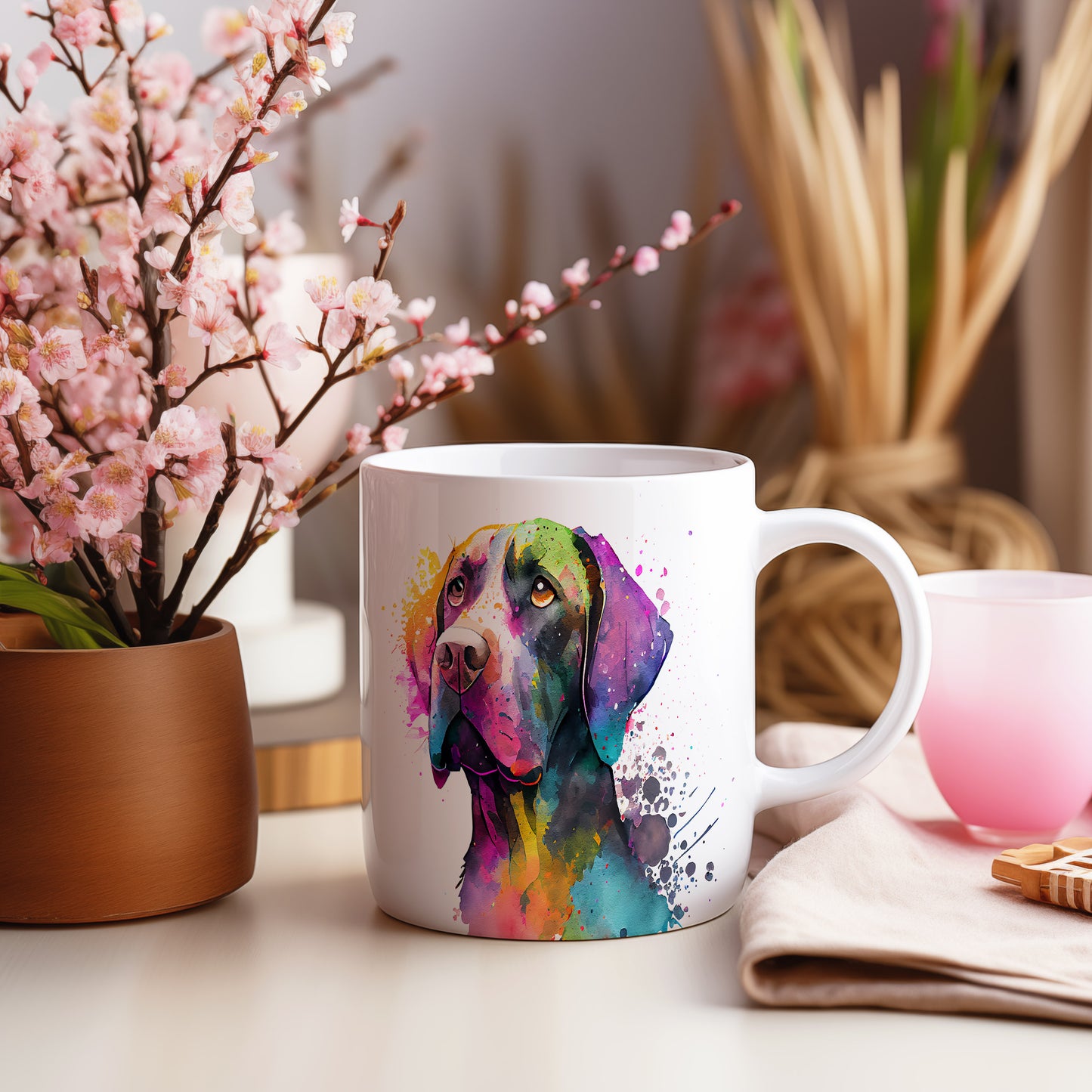 Barevný hrnek s ilustrací labradora - originální design pro milovníky psů
