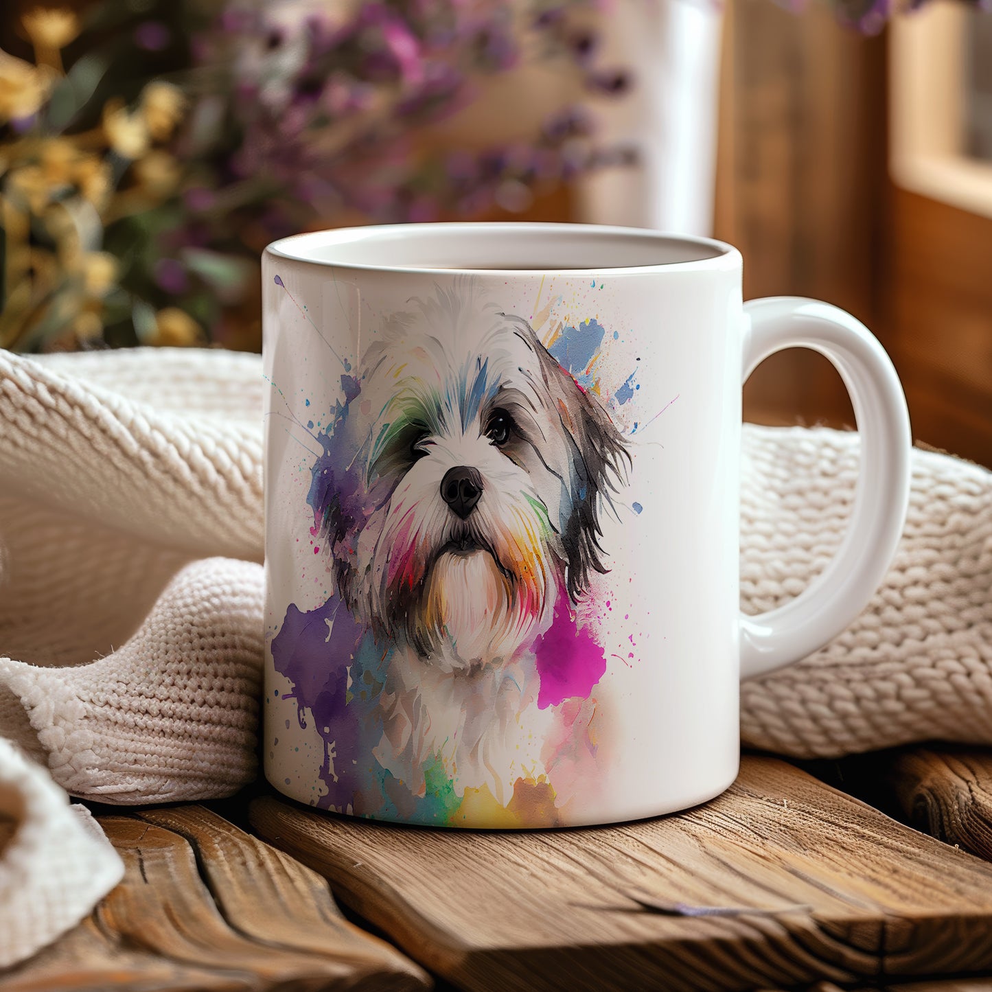 Barevný hrnek s ilustrací psího plemene Havanese
