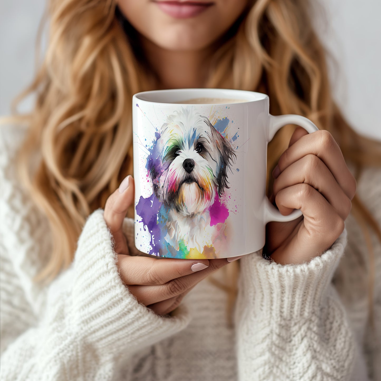 Barevný hrnek s ilustrací psího plemene Havanese