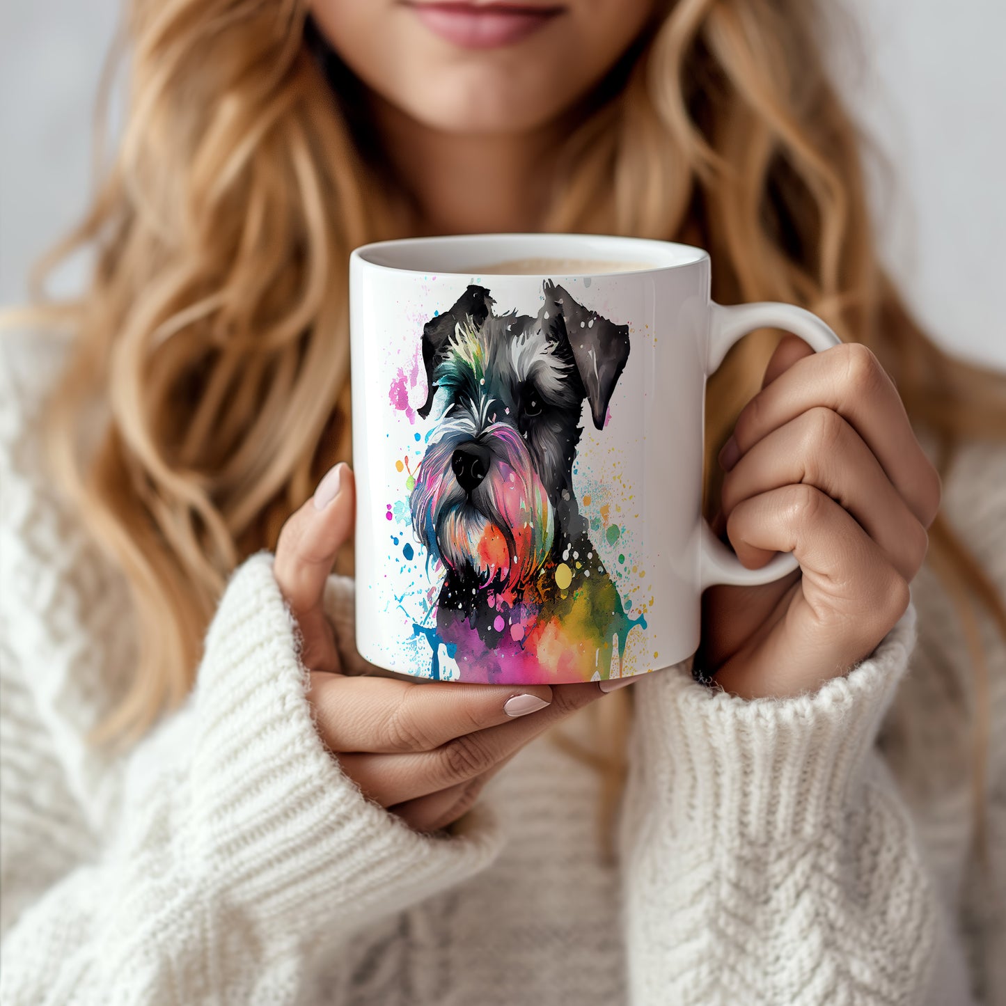 Barevný hrnek se schnauzerem – originální design pro milovníky psů