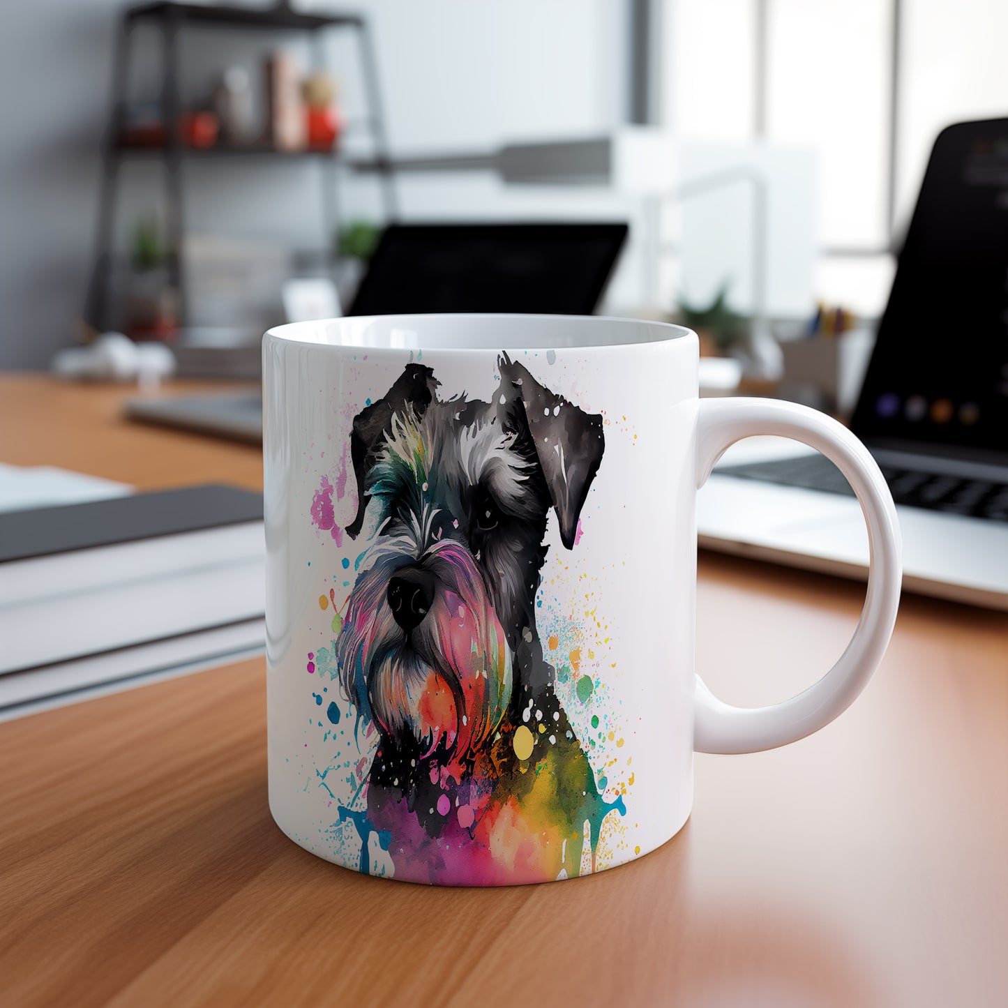 Barevný hrnek se schnauzerem – originální design pro milovníky psů