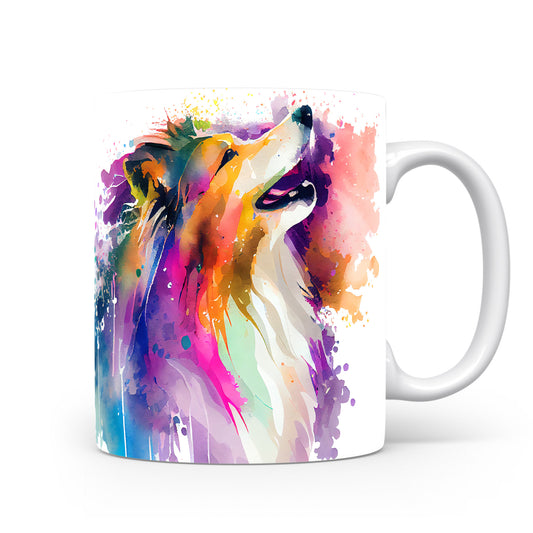 Barevný hrnek s kolie: umělecký design pro milovníky psů