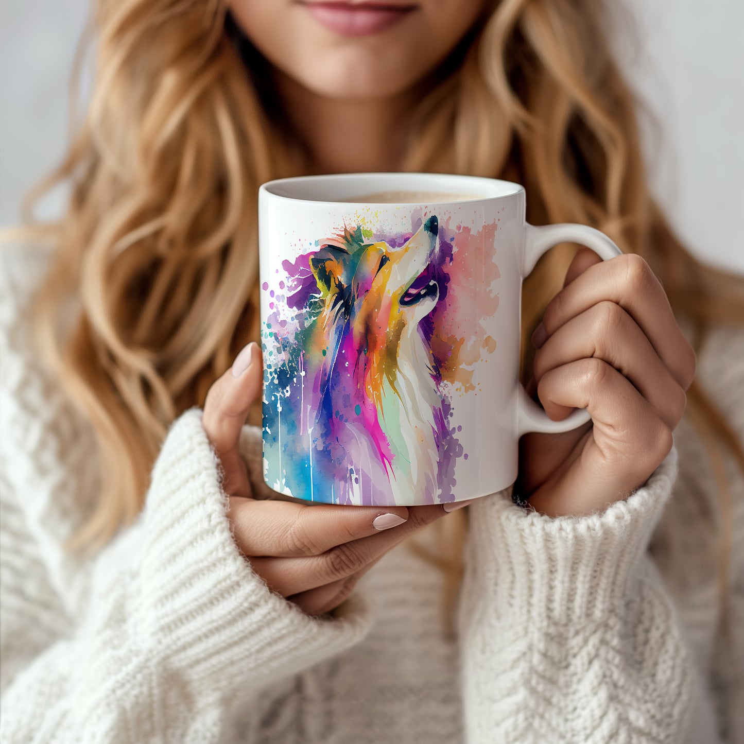 Barevný hrnek s kolie: umělecký design pro milovníky psů